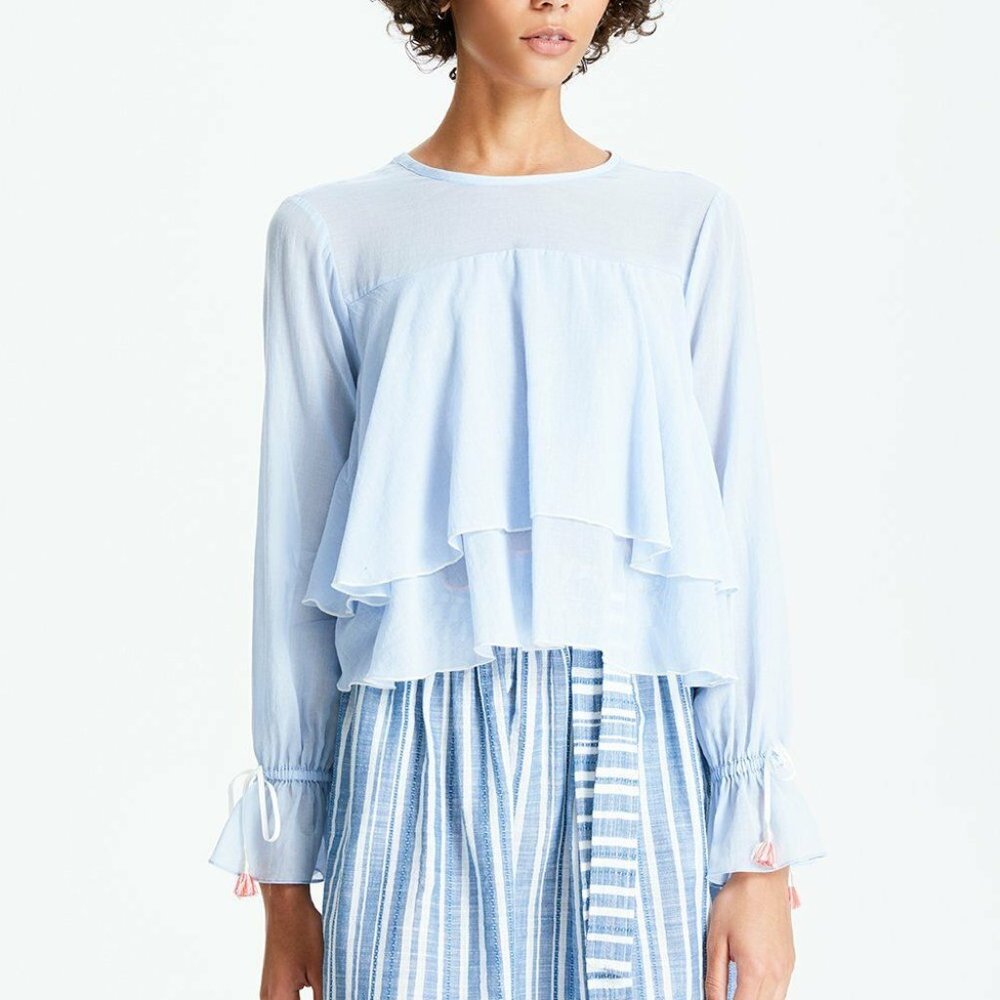 NEW Zola Lemlem top blouse light blue M NWOT